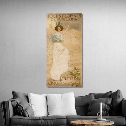 Jocs Florals Di Barcellona. Feste Del Cinquantenario Ramón Casas rcs16 quadro stampato su tela