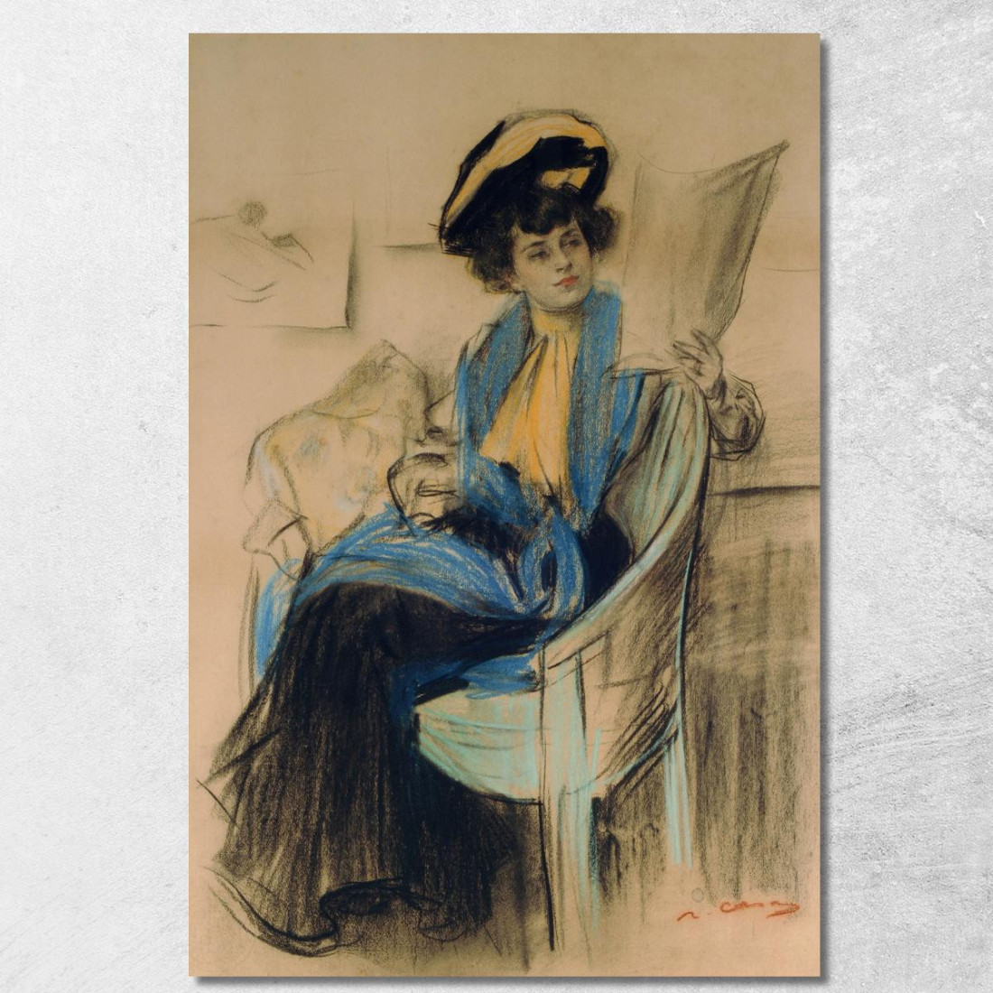 Mademoiselle Clo-Clo Ramón Casas rcs20 quadro stampato su tela Mademoiselle Clo-Clo Ramón Casas rcs20 quadro stampato su tela