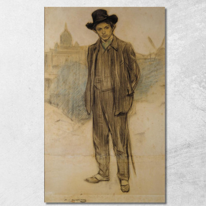 Ritratto Di Pablo Picasso Ramón Casas rcs31 quadro stampato su tela