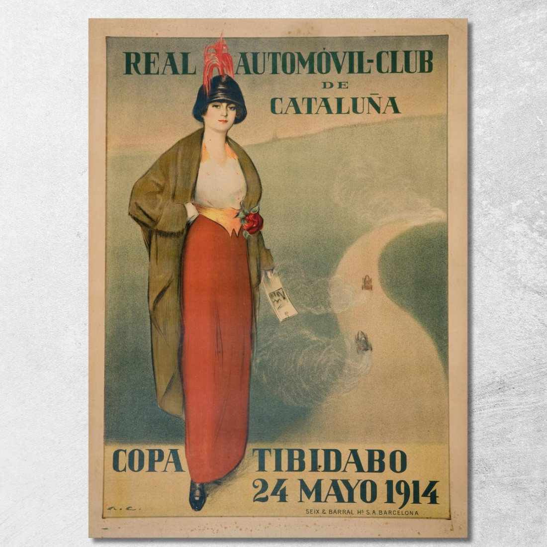 Real Automòbil-Club De Catalunya. Coppa Tibidabo Ramón Casas rcs34 quadro stampato su tela Real Automòbil-Club De Catalunya. Coppa Tibidabo Ramón Casas rcs34 quadro stampato su tela