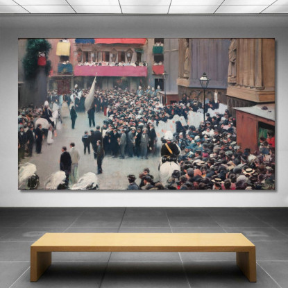 La Processione Del Corpus Christi Che Lascia La Chiesa Di Santa Maria Del Mar Ramón Casas rcs41 quadro stampato su tela