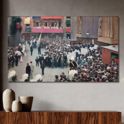 La Processione Del Corpus Christi Che Lascia La Chiesa Di Santa Maria Del Mar Ramón Casas rcs41 quadro stampato su tela
