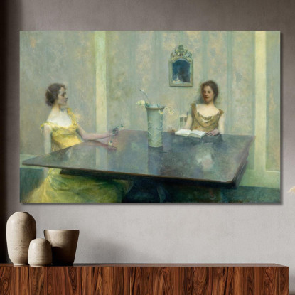 Una Lettura Thomas Wilmer Dewing twd1 quadro stampato su tela