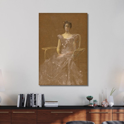 Donna Su Poltrona Di Rattan Thomas Wilmer Dewing twd11 quadro stampato su tela