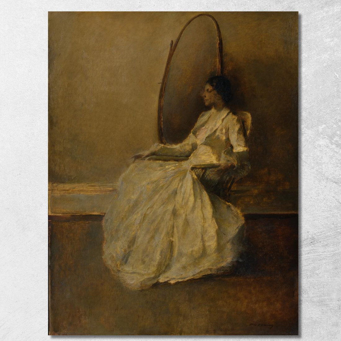 Donna In Bianco N. 1 Thomas Wilmer Dewing twd12 quadro stampato su tela Donna In Bianco N. 1 Thomas Wilmer Dewing twd12 quadro stampato su tela