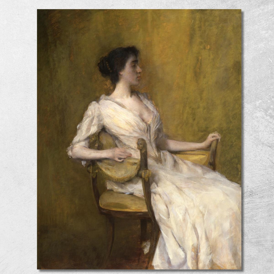 Donna In Bianco Thomas Wilmer Dewing twd14 quadro stampato su tela Donna In Bianco Thomas Wilmer Dewing twd14 quadro stampato su tela