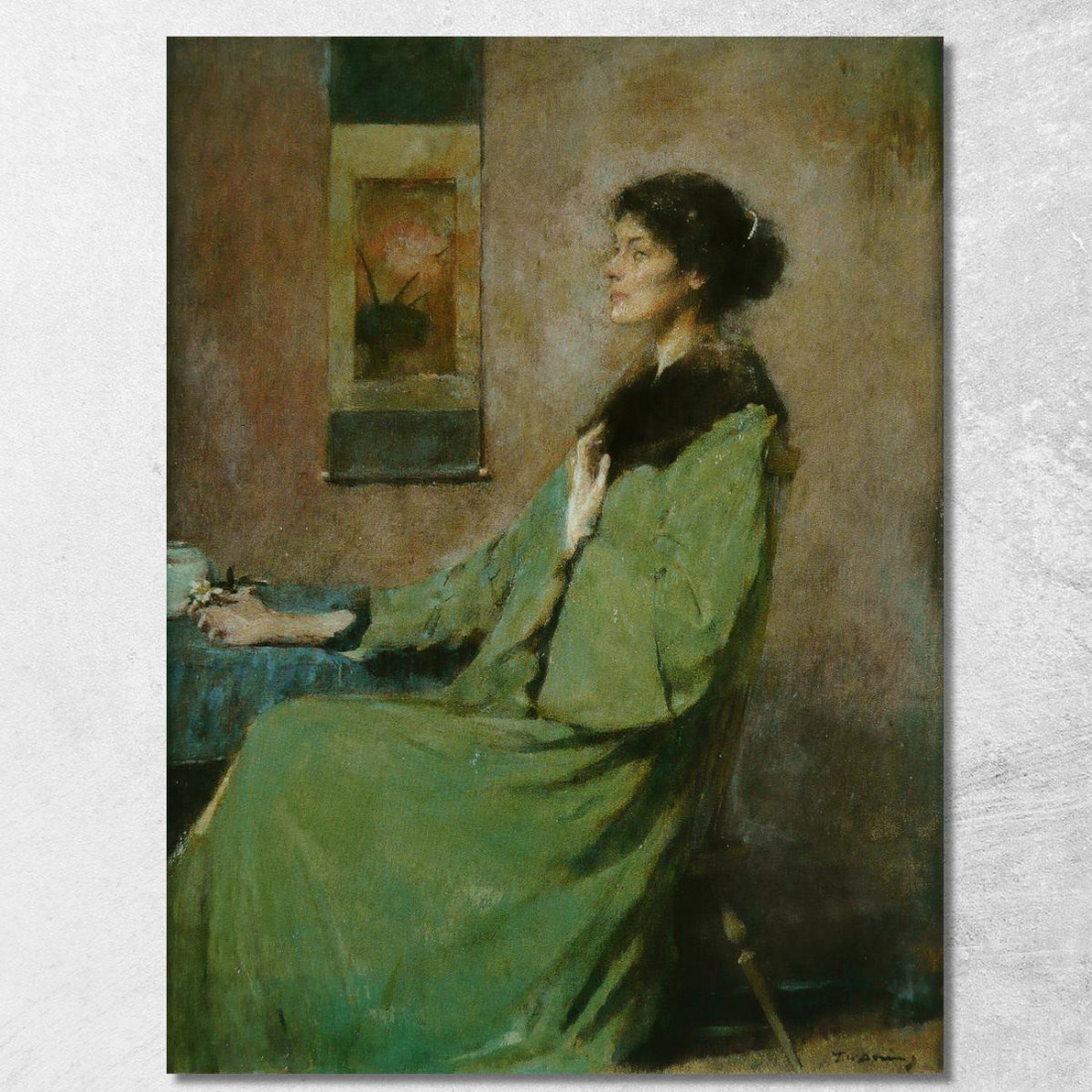 Ritratto Di Una Donna Con Una Rosa Thomas Wilmer Dewing twd19 quadro stampato su tela Ritratto Di Una Donna Con Una Rosa Thomas Wilmer Dewing twd19 quadro stampato su tela