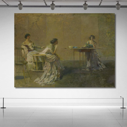 Il Pettegolezzo Thomas Wilmer Dewing twd27 quadro stampato su tela