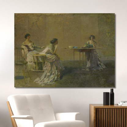 Il Pettegolezzo Thomas Wilmer Dewing twd27 quadro stampato su tela