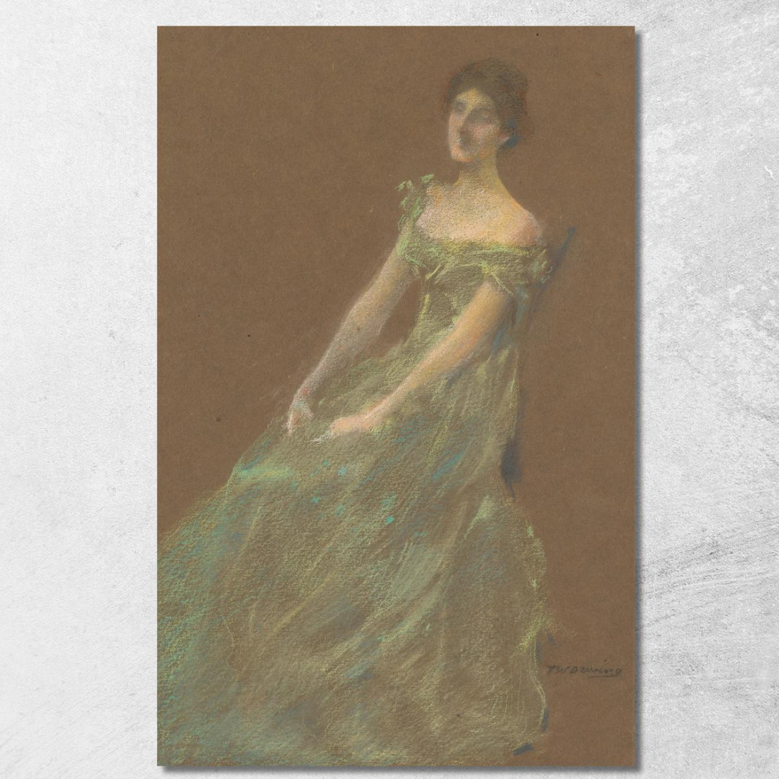 Il Vestito Verde Thomas Wilmer Dewing twd28 quadro stampato su tela Il Vestito Verde Thomas Wilmer Dewing twd28 quadro stampato su tela