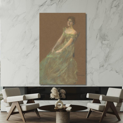 Il Vestito Verde Thomas Wilmer Dewing twd28 quadro stampato su tela