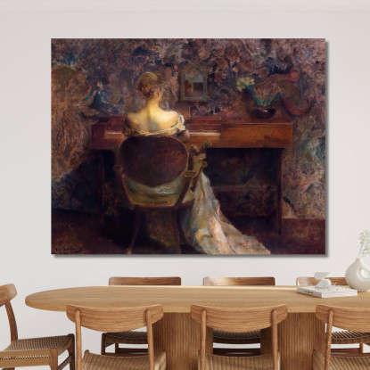 Il Clavicembalo 2 Thomas Wilmer Dewing twd34 quadro stampato su tela