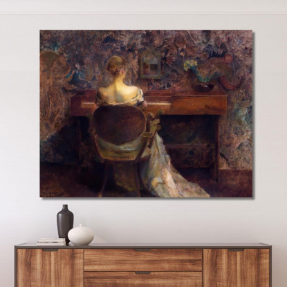 Il Clavicembalo 2 Thomas Wilmer Dewing twd34 quadro stampato su tela