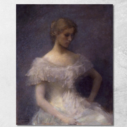 Giovane Ragazza Seduta Thomas Wilmer Dewing twd39 quadro stampato su tela