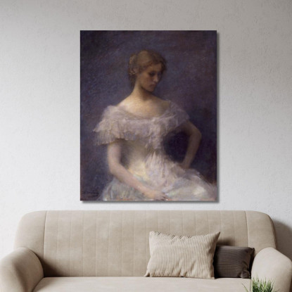 Giovane Ragazza Seduta Thomas Wilmer Dewing twd39 quadro stampato su tela