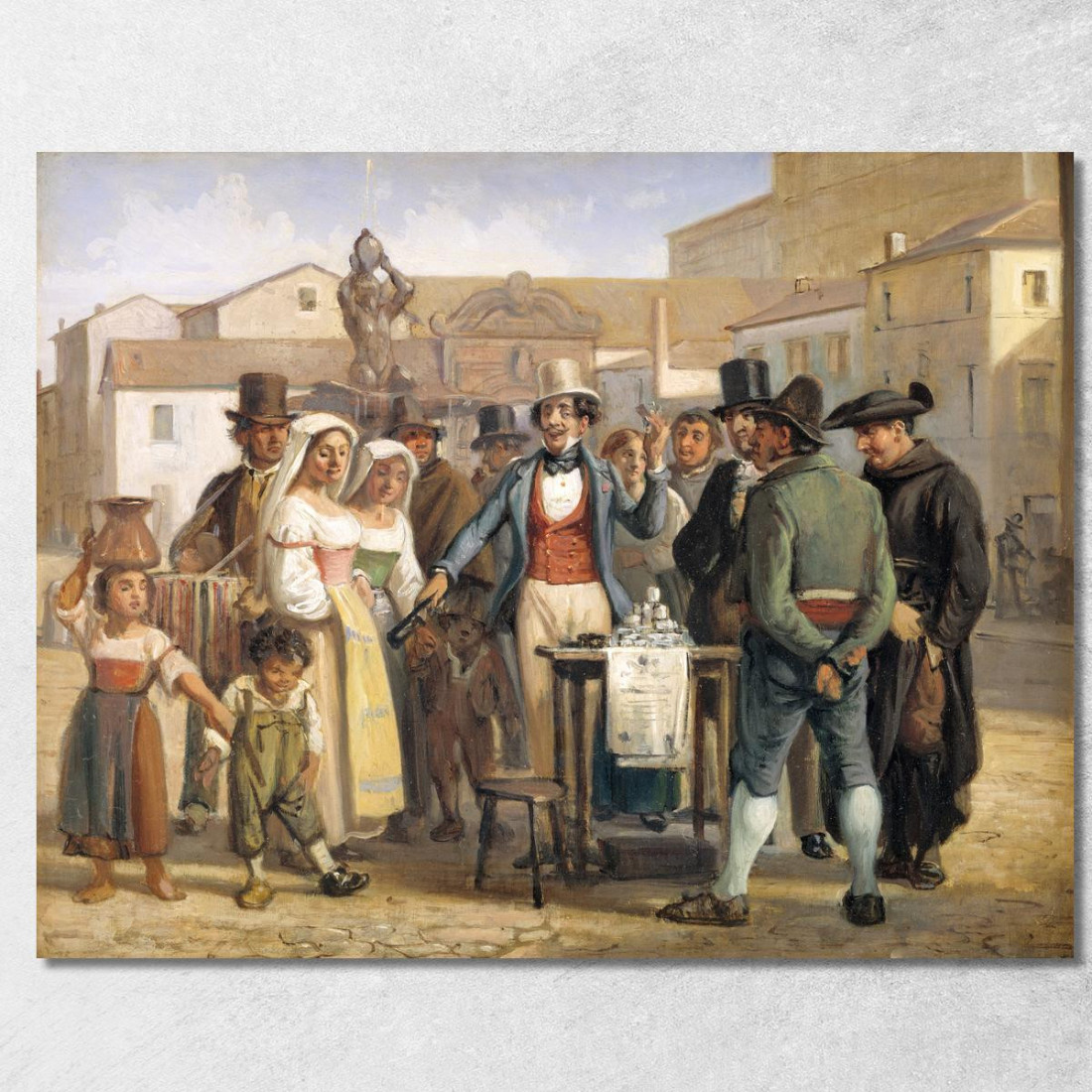 Un Ciarlatano Che Vende Lucido Da Scarpe In Piazza Barberini A Roma Wilhelm Marstrand wmr1 quadro stampato su tela Un Ciarlatano Che Vende Lucido Da Scarpe In Piazza Barberini A Roma Wilhelm Marstrand wmr1 quadro stampato su tela