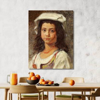 Una Giovane Italiana Con Un Copricapo Bianco Wilhelm Marstrand wmr22 quadro stampato su tela