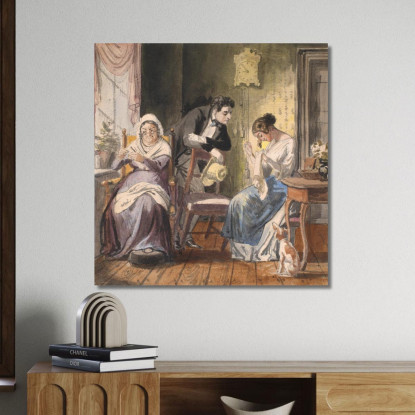 Una Visita. Una Visita Dalla Vita Quotidiana Wilhelm Marstrand wmr23 quadro stampato su tela
