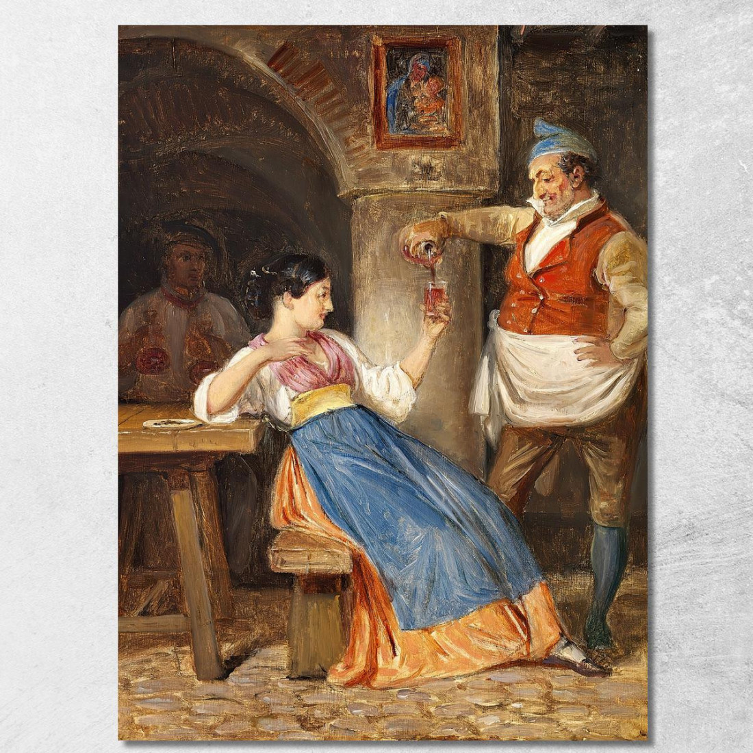 L'Oste Versa Vino Rosso A Una Giovane Italiana Wilhelm Marstrand wmr36 quadro stampato su tela L'Oste Versa Vino Rosso A Una Giovane Italiana Wilhelm Marstrand wmr36 quadro stampato su tela