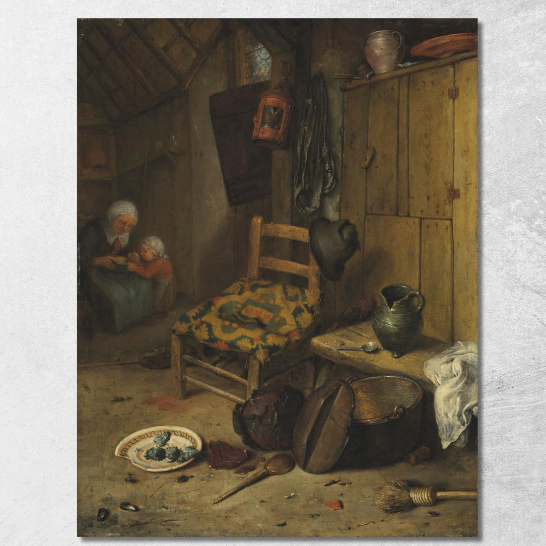 Interno Di Una Cucina Con Madre E Figlio Adriaen van Ostade avo5 quadro stampato su tela Interno Di Una Cucina Con Madre E Figlio Adriaen van Ostade avo5 quadro stampato su tela