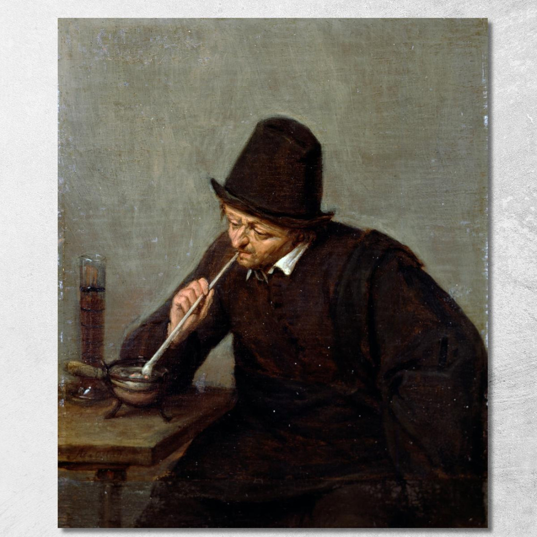 Un Uomo Che Fuma Adriaen van Ostade avo8 quadro stampato su tela Un Uomo Che Fuma Adriaen van Ostade avo8 quadro stampato su tela