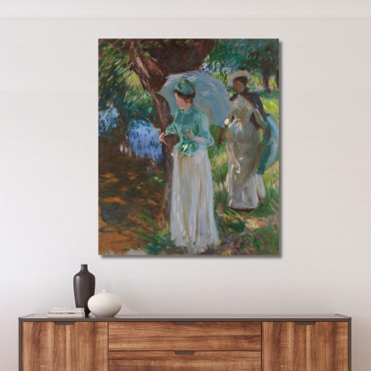 Due Ragazze Con Ombrelloni John Singer Sargent jss345 quadro stampato su tela