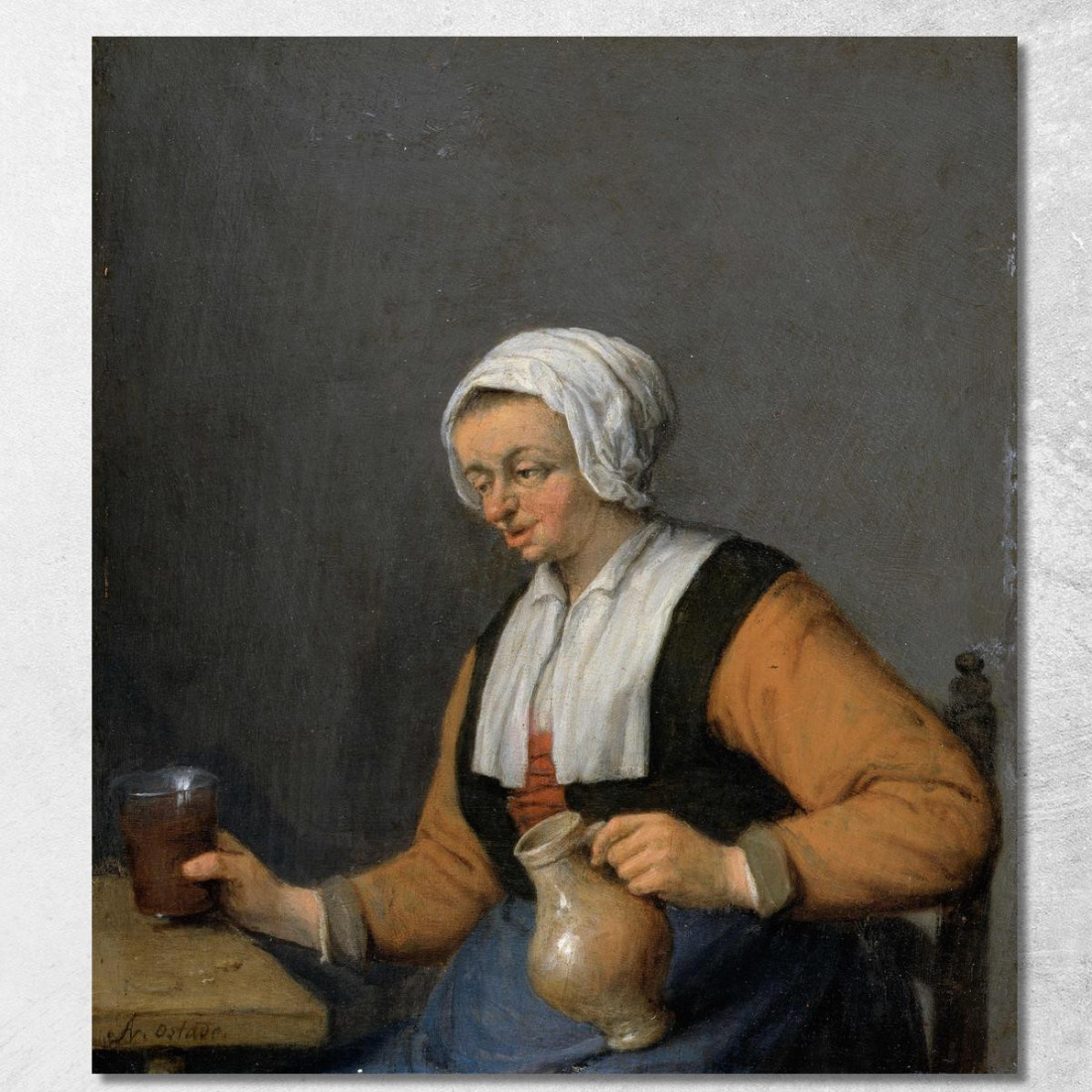 Una Donna Con Una Brocca Di Birra Adriaen van Ostade avo11 quadro stampato su tela Una Donna Con Una Brocca Di Birra Adriaen van Ostade avo11 quadro stampato su tela
