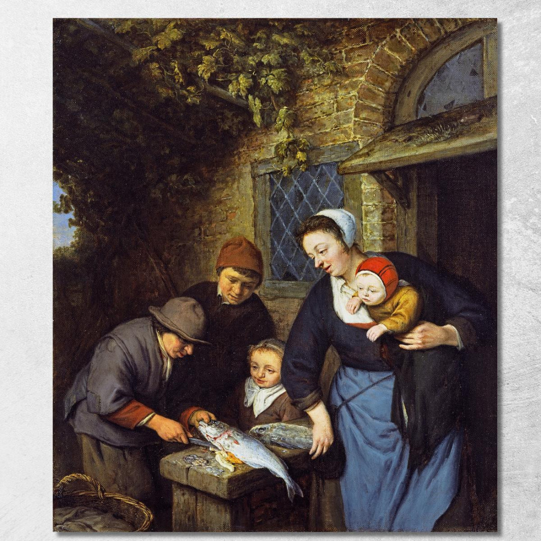 Acquisto Del Pesce Adriaen van Ostade avo18 quadro stampato su tela Acquisto Del Pesce Adriaen van Ostade avo18 quadro stampato su tela