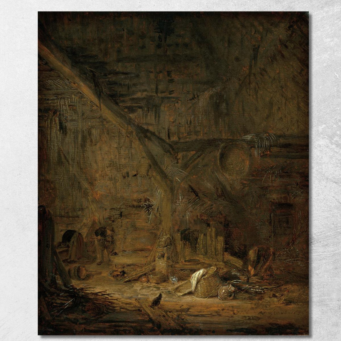 Interno Di Un Granaio Adriaen van Ostade avo25 quadro stampato su tela Interno Di Un Granaio Adriaen van Ostade avo25 quadro stampato su tela