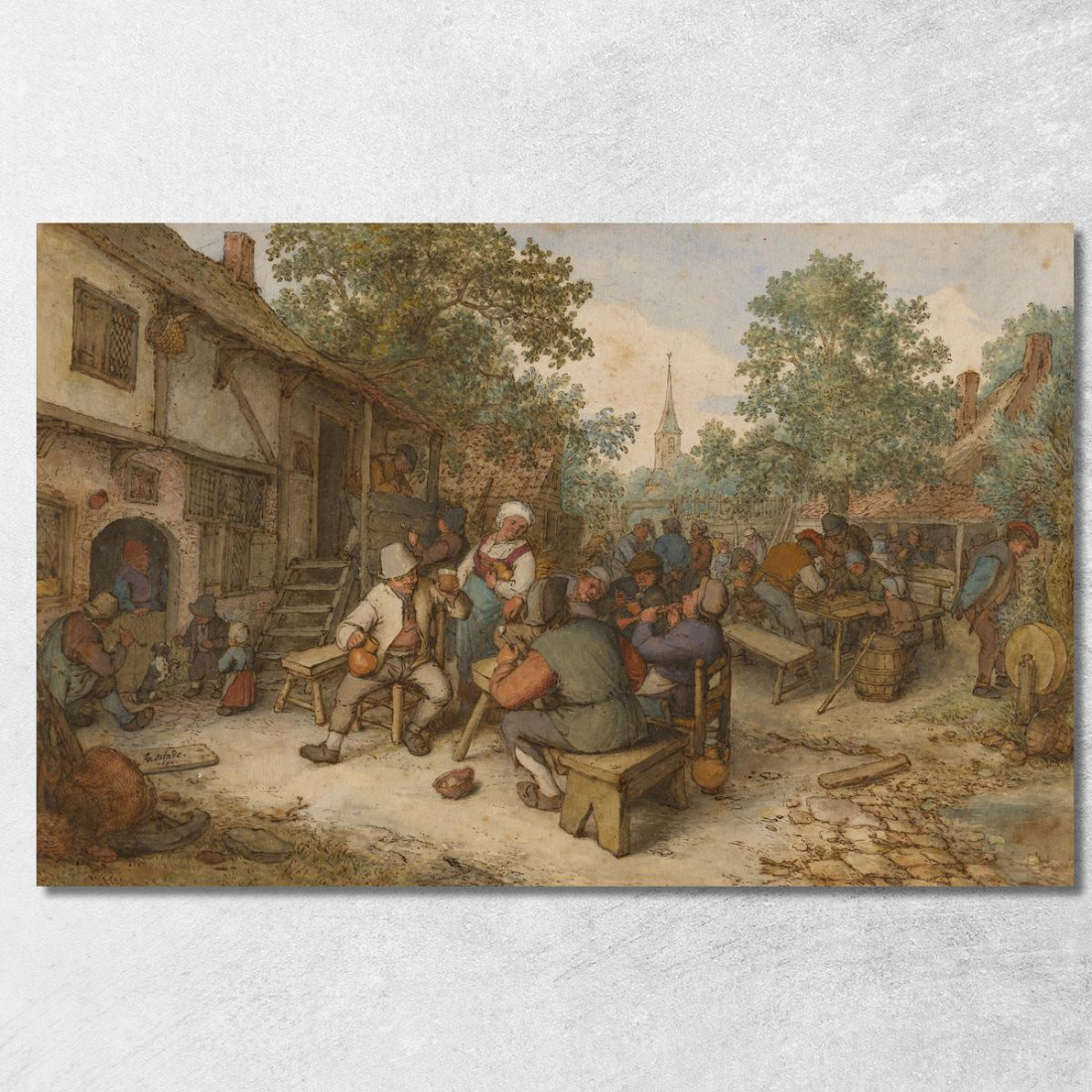 Festa Dei Contadini In Una Strada Di Città Adriaen van Ostade avo33 quadro stampato su tela Festa Dei Contadini In Una Strada Di Città Adriaen van Ostade avo33 quadro stampato su tela