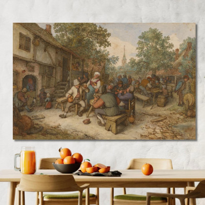 Festa Dei Contadini In Una Strada Di Città Adriaen van Ostade avo33 quadro stampato su tela