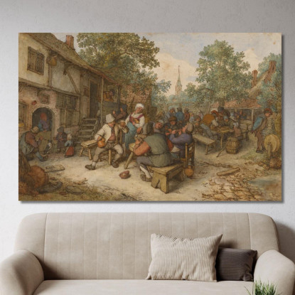 Festa Dei Contadini In Una Strada Di Città Adriaen van Ostade avo33 quadro stampato su tela