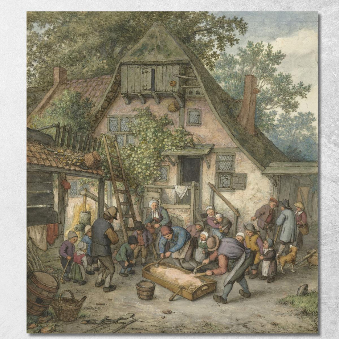 Scuoiatura Del Maiale Adriaen van Ostade avo45 quadro stampato su tela Scuoiatura Del Maiale Adriaen van Ostade avo45 quadro stampato su tela