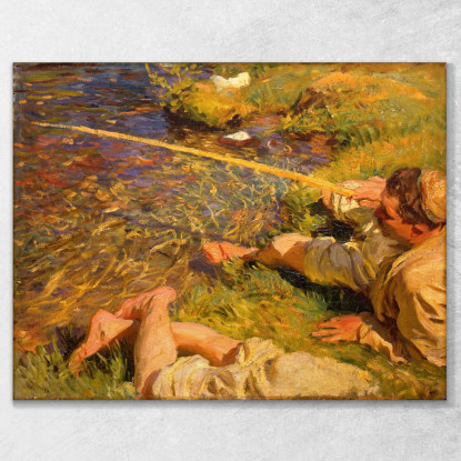Val D'Aosta Un Uomo Che Pesca John Singer Sargent jss352 quadro stampato su tela