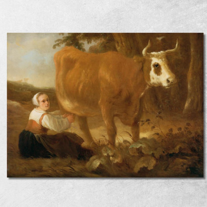 Una Lattaia Con Una Mucca Aelbert Cuyp acu2 quadro stampato su tela