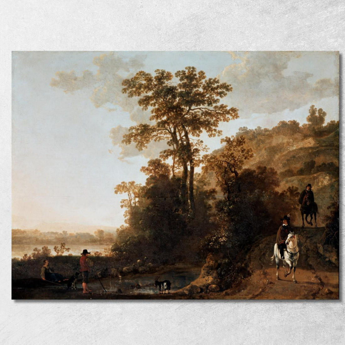 Una Cavalcata Serale Vicino A Un Fiume Aelbert Cuyp acu6 quadro stampato su tela Una Cavalcata Serale Vicino A Un Fiume Aelbert Cuyp acu6 quadro stampato su tela