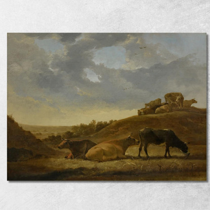 Bestiame In Un Paesaggio Arcadico Olandese Aelbert Cuyp acu8 quadro stampato su tela