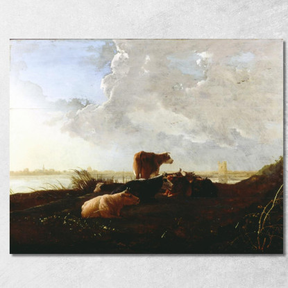 Bestiame Vicino A Un Fiume 2 Aelbert Cuyp acu9 quadro stampato su tela