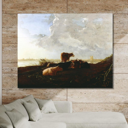 Bestiame Vicino A Un Fiume 2 Aelbert Cuyp acu9 quadro stampato su tela