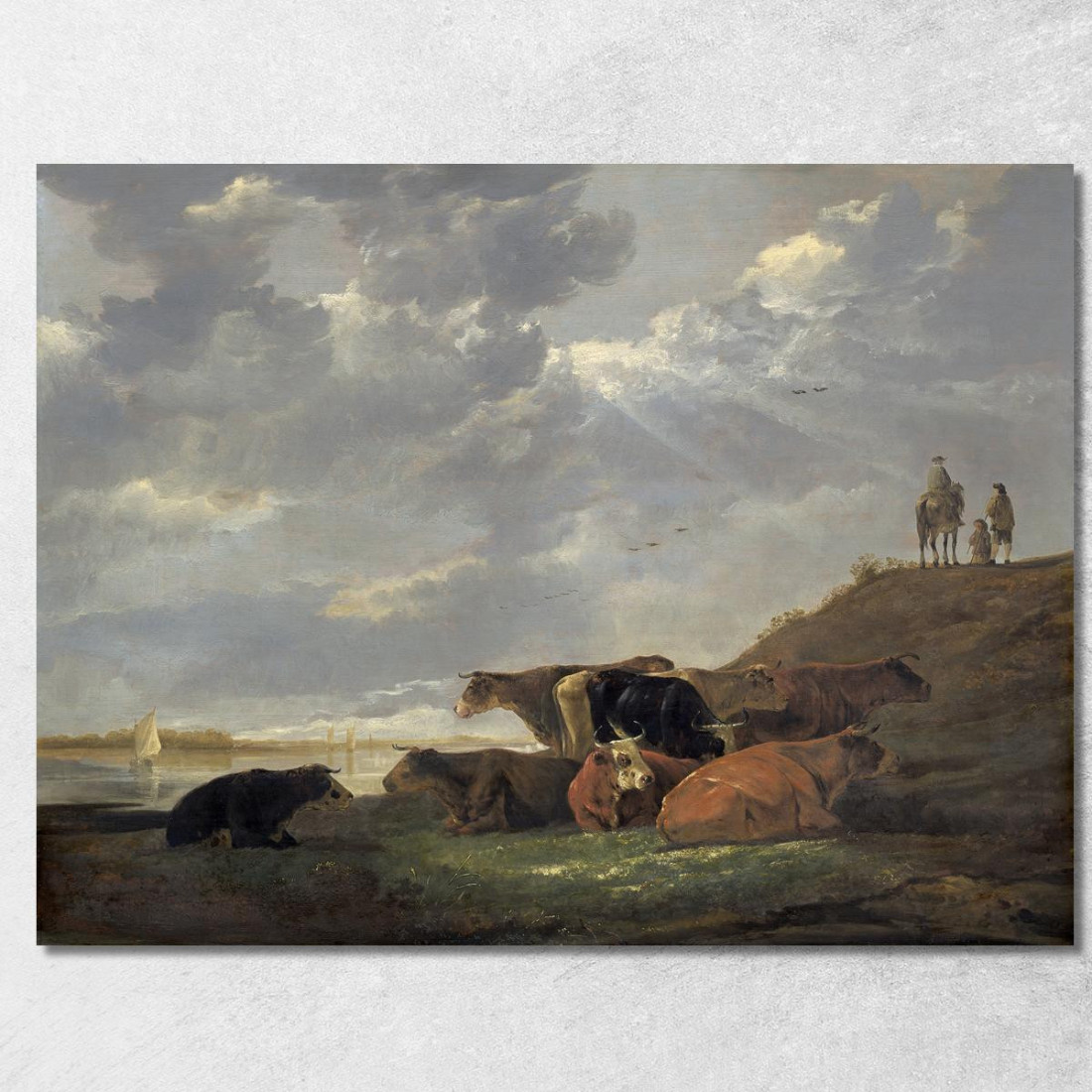 Paesaggio Fluviale Con Mucche 2 Aelbert Cuyp acu37 quadro stampato su tela Paesaggio Fluviale Con Mucche 2 Aelbert Cuyp acu37 quadro stampato su tela