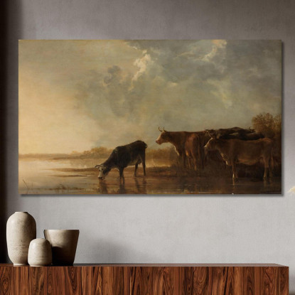 Paesaggio Fluviale Con Mucche Aelbert Cuyp acu38 quadro stampato su tela