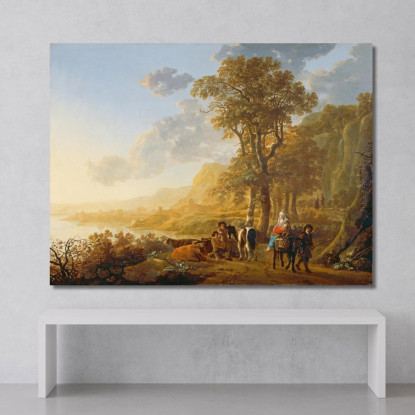 La Fuga In Egitto Aelbert Cuyp acu48 quadro stampato su tela
