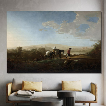 Viaggiatori In Un Paesaggio Collinare 2 Aelbert Cuyp acu52 quadro stampato su tela