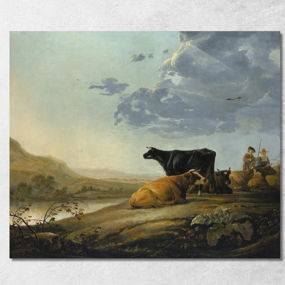 Giovani Mandriani Con Mucche Aelbert Cuyp acu57 quadro stampato su tela Giovani Mandriani Con Mucche Aelbert Cuyp acu57 quadro stampato su tela