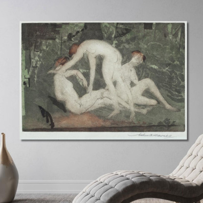 Contro Il Verde Arthur Bowen Davies abd4 quadro stampato su tela