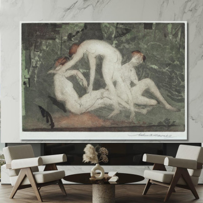 Contro Il Verde Arthur Bowen Davies abd4 quadro stampato su tela