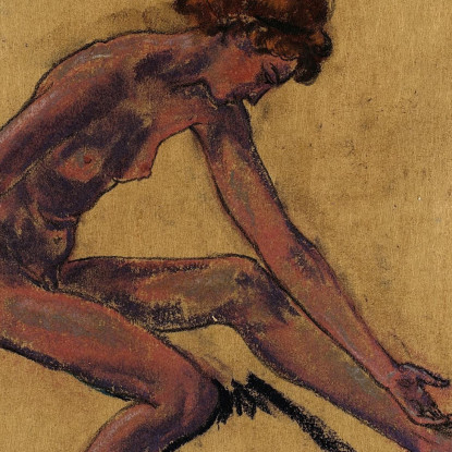 Nudo Femminile Seduto Di Profilo Chinato In Avanti Arthur Bowen Davies abd44 quadro stampato su tela