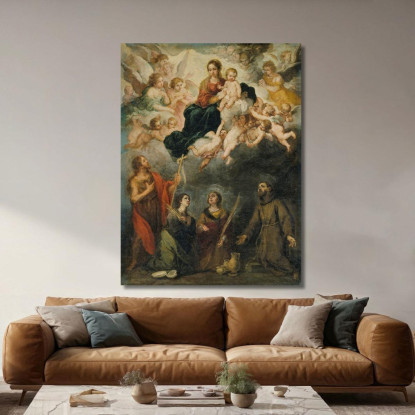La Vergine Con Il Bambino Con I Santi Bartolomé Estebán Murillo bem50 quadro stampato su tela