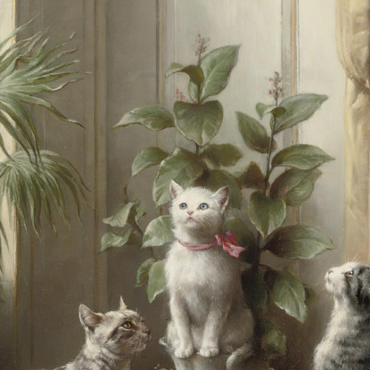 Gatti E Il Cacatua Carl Reichert crc16 quadro stampato su tela