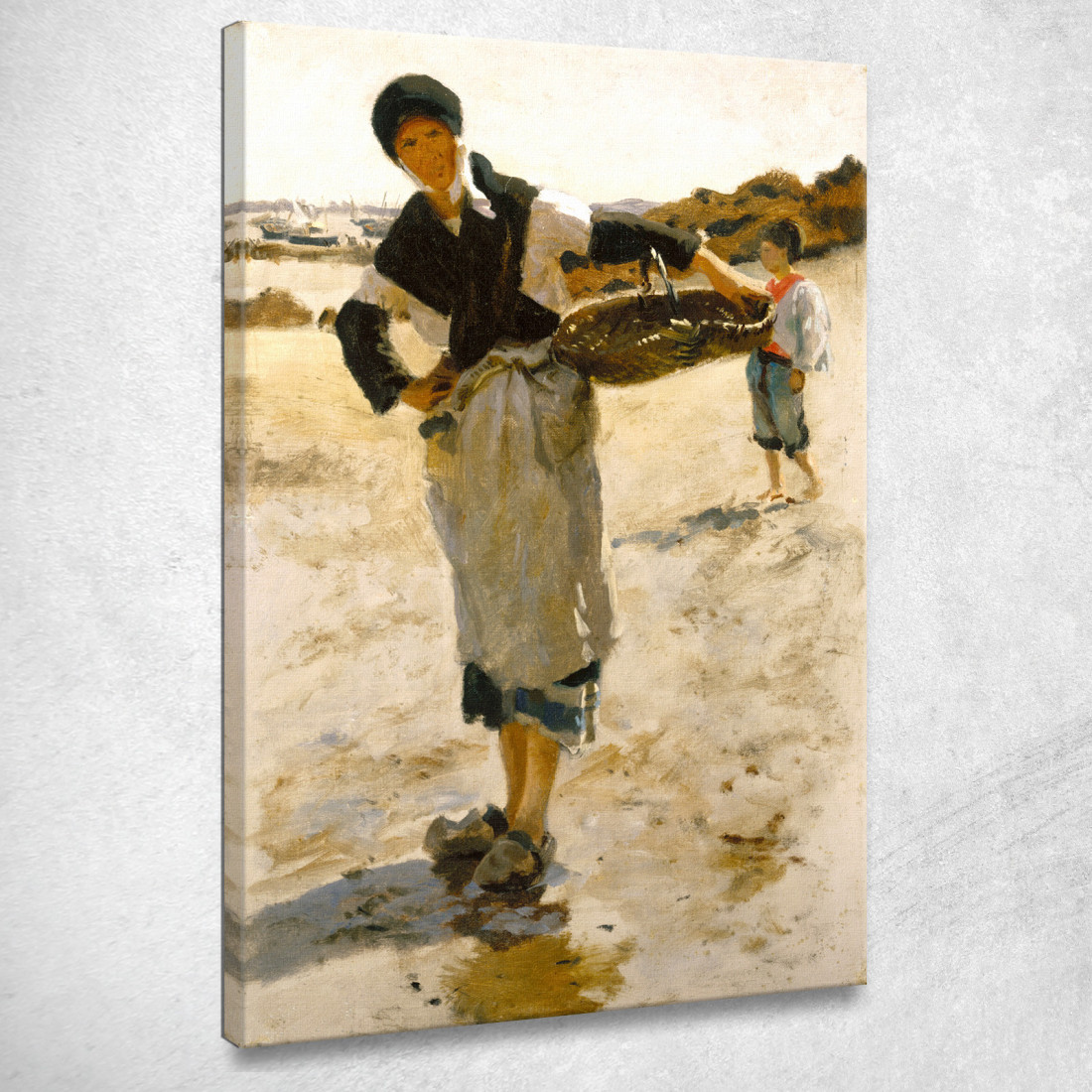 Donna Bretone Con Cesto 2 John Singer Sargent jss380 quadro stampato su tela Donna Bretone Con Cesto 2 John Singer Sargent jss380 quadro stampato su tela